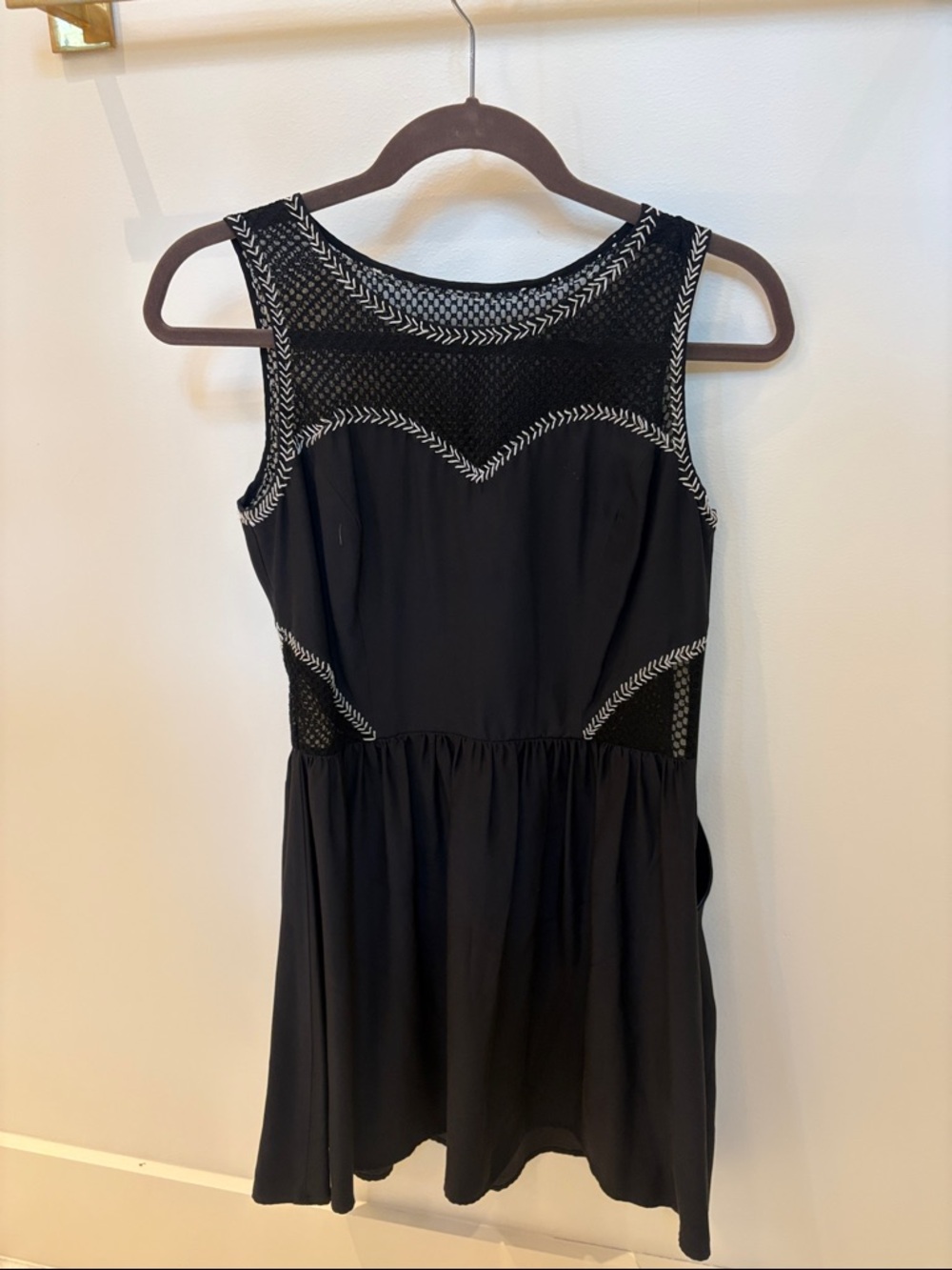 Parker Black Sleeveless Mini Dress with White Stitching